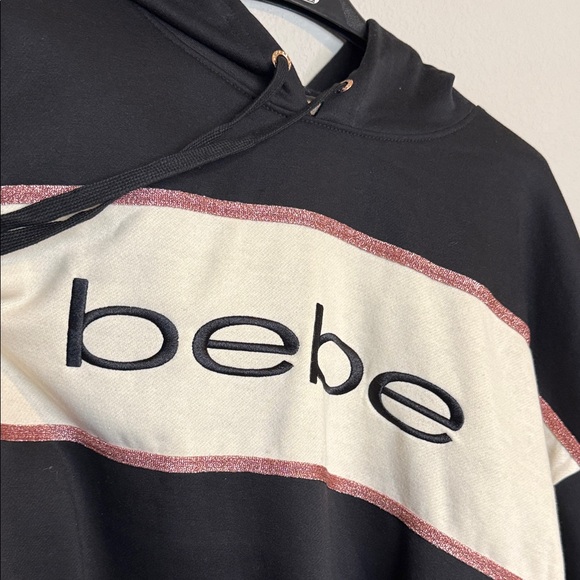 Bebe Black and Cream Women's Hoodie - Picture 5 of 6